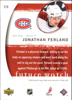 2005-06 SP Authentic #270 Jonathan Ferland Back