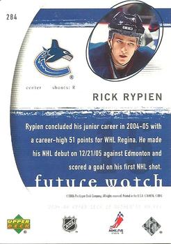 2005-06 SP Authentic #284 Rick Rypien Back