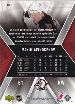 2005-06 SPx #10 Maxim Afinogenov Back