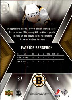 2005-06 SPx #6 Patrice Bergeron Back