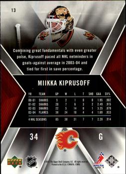 2005-06 SPx #13 Miikka Kiprusoff Back