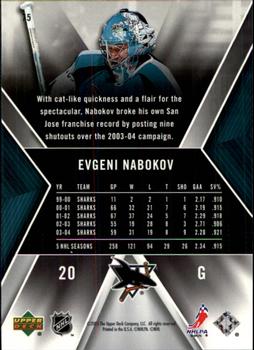 2005-06 SPx #75 Evgeni Nabokov Back