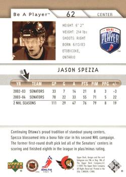 2005-06 Upper Deck Be a Player #62 Jason Spezza Back