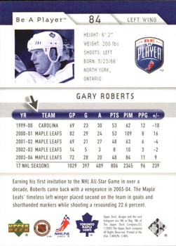 2005-06 Upper Deck Be a Player #84 Gary Roberts Back