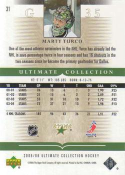 2005-06 Upper Deck Ultimate Collection #31 Marty Turco Back