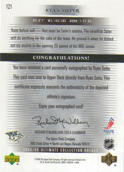 2005-06 Upper Deck Ultimate Collection #121 Ryan Suter Back