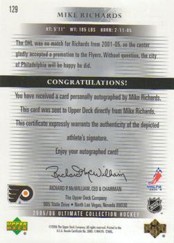 2005-06 Upper Deck Ultimate Collection #129 Mike Richards Back