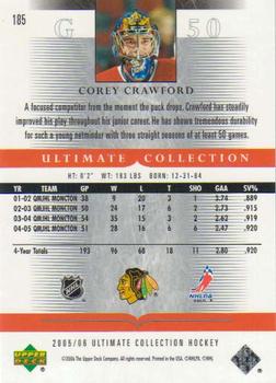 2005-06 Upper Deck Ultimate Collection #185 Corey Crawford Back