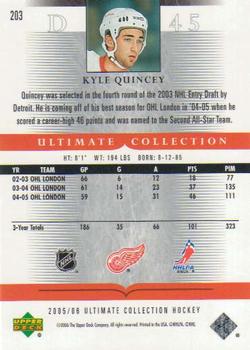 2005-06 Upper Deck Ultimate Collection #203 Kyle Quincey Back