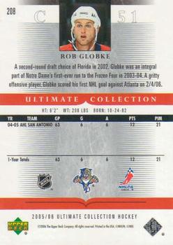 2005-06 Upper Deck Ultimate Collection #208 Rob Globke Back