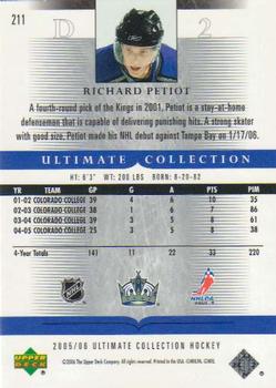 2005-06 Upper Deck Ultimate Collection #211 Richard Petiot Back