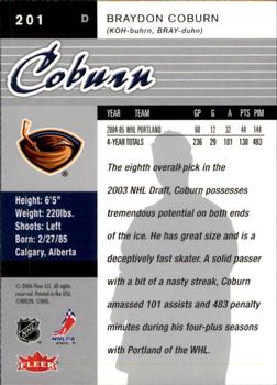 2005-06 Ultra #201 Braydon Coburn Back