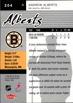 2005-06 Ultra #204 Andrew Alberts Back