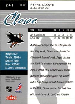 2005-06 Ultra #241 Ryane Clowe Back