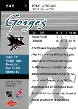 2005-06 Ultra #242 Josh Gorges Back