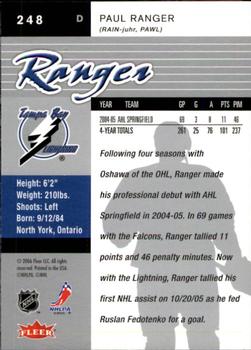 2005-06 Ultra #248 Paul Ranger Back