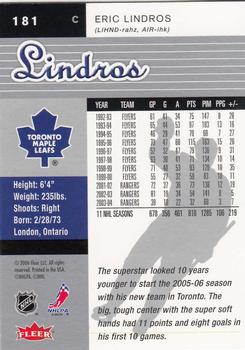 2005-06 Ultra #181 Eric Lindros Back