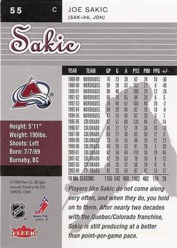 2005-06 Ultra #55 Joe Sakic Back