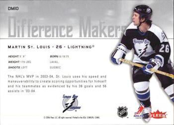 2005-06 Ultra - Difference Makers #DM10 Martin St. Louis Back