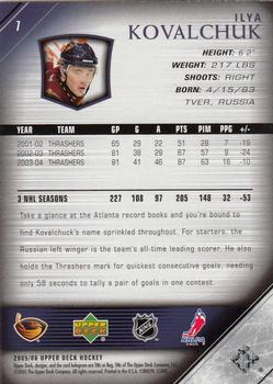2005-06 Upper Deck #7 Ilya Kovalchuk Back