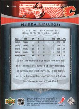 2005-06 Upper Deck Artifacts #16 Miikka Kiprusoff Back