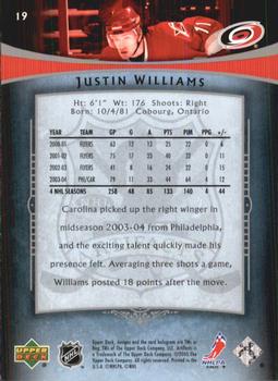 2005-06 Upper Deck Artifacts #19 Justin Williams Back