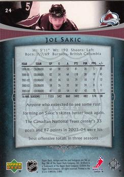 2005-06 Upper Deck Artifacts #24 Joe Sakic Back