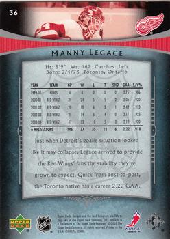 2005-06 Upper Deck Artifacts #36 Manny Legace Back