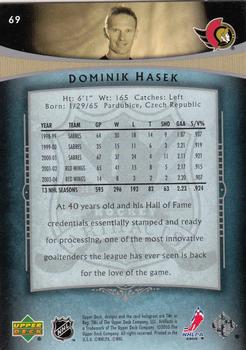 2005-06 Upper Deck Artifacts #69 Dominik Hasek Back