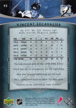 2005-06 Upper Deck Artifacts #92 Vincent Lecavalier Back