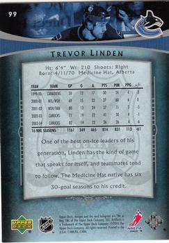 2005-06 Upper Deck Artifacts #99 Trevor Linden Back