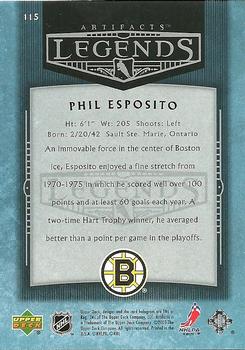 2005-06 Upper Deck Artifacts #115 Phil Esposito Back