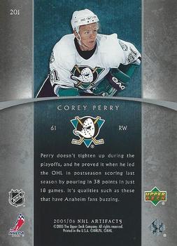 2005-06 Upper Deck Artifacts #201 Corey Perry Back