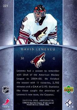 2005-06 Upper Deck Artifacts #223 David Leneveu Back