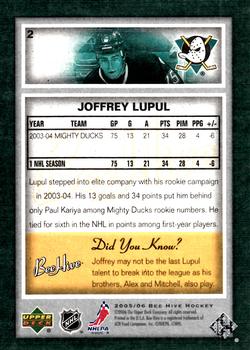 2005-06 Upper Deck Beehive #2 Joffrey Lupul Back