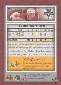 2005-06 Upper Deck Beehive #39 Jay Bouwmeester Back