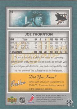 2005-06 Upper Deck Beehive #74 Joe Thornton Back