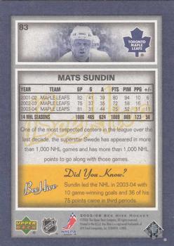 2005-06 Upper Deck Beehive #83 Mats Sundin Back