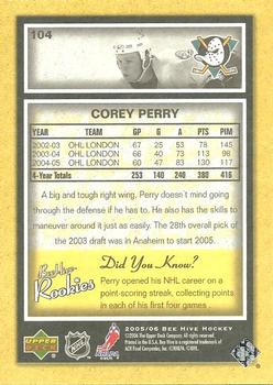 2005-06 Upper Deck Beehive #104 Corey Perry Back