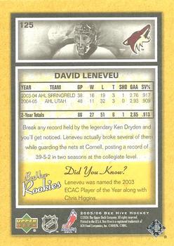 2005-06 Upper Deck Beehive #125 David Leneveu Back