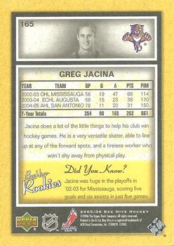 2005-06 Upper Deck Beehive #165 Greg Jacina Back