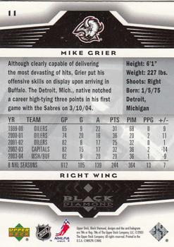 2005-06 Upper Deck Black Diamond #11 Mike Grier Back