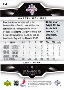 2005-06 Upper Deck Black Diamond #14 Martin Gelinas Back