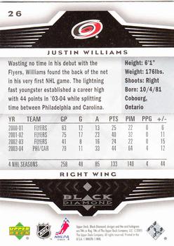 2005-06 Upper Deck Black Diamond #26 Justin Williams Back