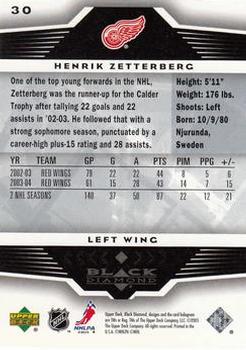 2005-06 Upper Deck Black Diamond #30 Henrik Zetterberg Back