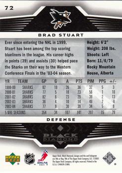 2005-06 Upper Deck Black Diamond #72 Brad Stuart Back