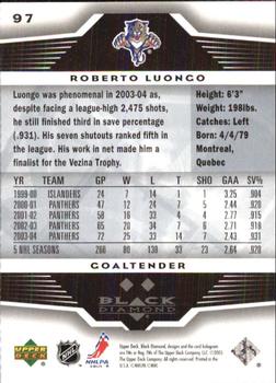 2005-06 Upper Deck Black Diamond #97 Roberto Luongo Back