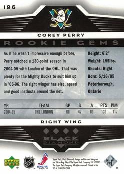 2005-06 Upper Deck Black Diamond #196 Corey Perry Back