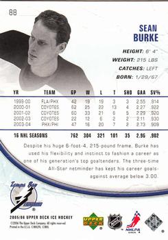 2005-06 Upper Deck Ice #88 Sean Burke Back