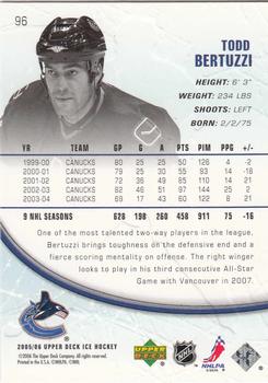 2005-06 Upper Deck Ice #96 Todd Bertuzzi Back
